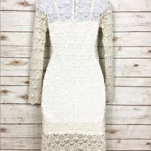Zara Trafaluc Lace Longsleeve Cream Dress